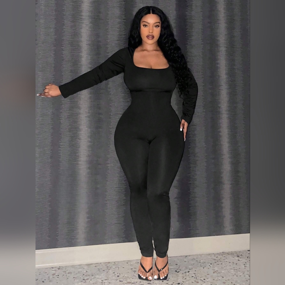 Plus size 2XL shein black zip up body suit
